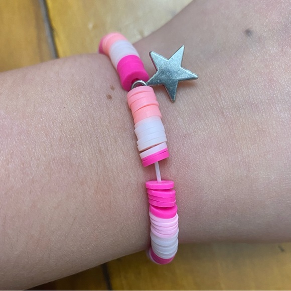 Other - Dark pink light pink and white bracelet fit 7 inch writs homemade